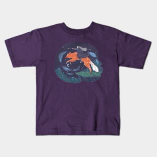 SILVER FEATHER FOX warrior girl riding a fox Transparent Background Kids T-Shirt